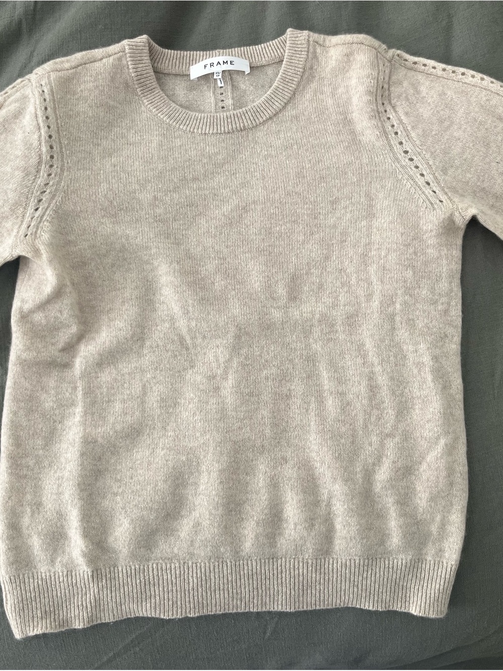 FRAME Lightweight Crewneck Sweater in Beige